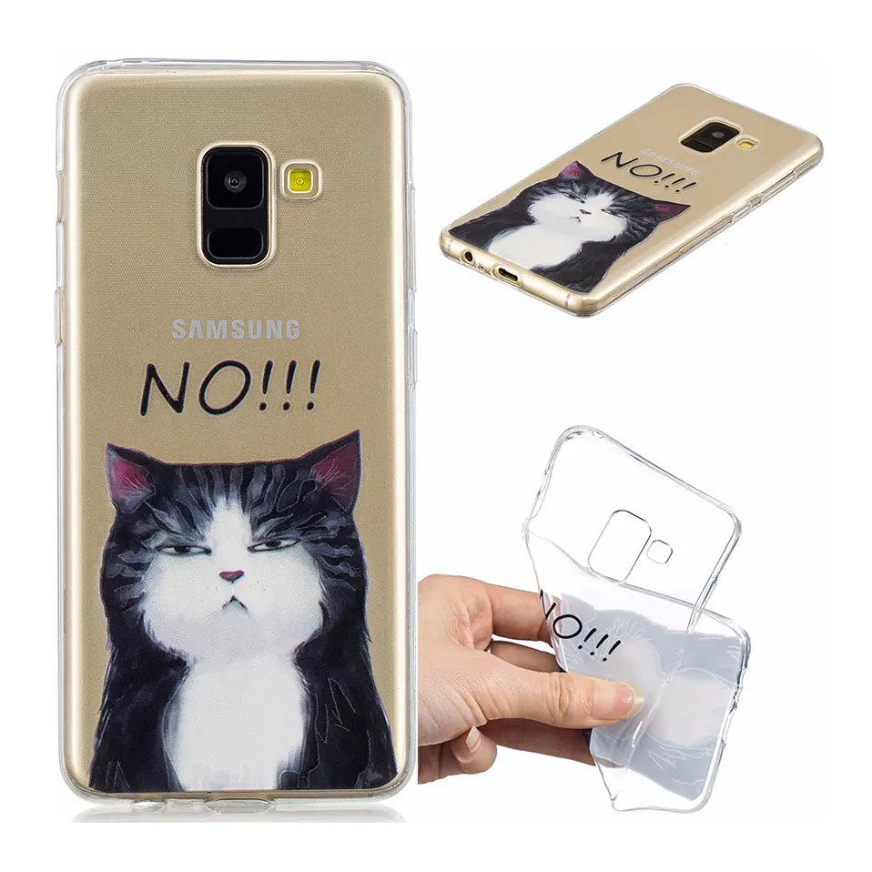 Phone Cases For Samsung S8 S9 Plus Back Case Funda Galaxy A6 A9 A8 2018 Cute Cat Cartoon Covers Note 9 Coque Housing |