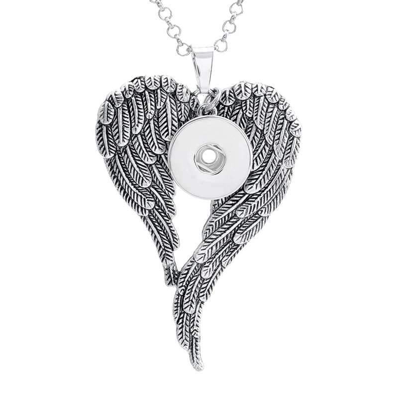 Винтажные 3 вида стилей Крылья ангела кулон с кнопкой ожерелье цепочка из