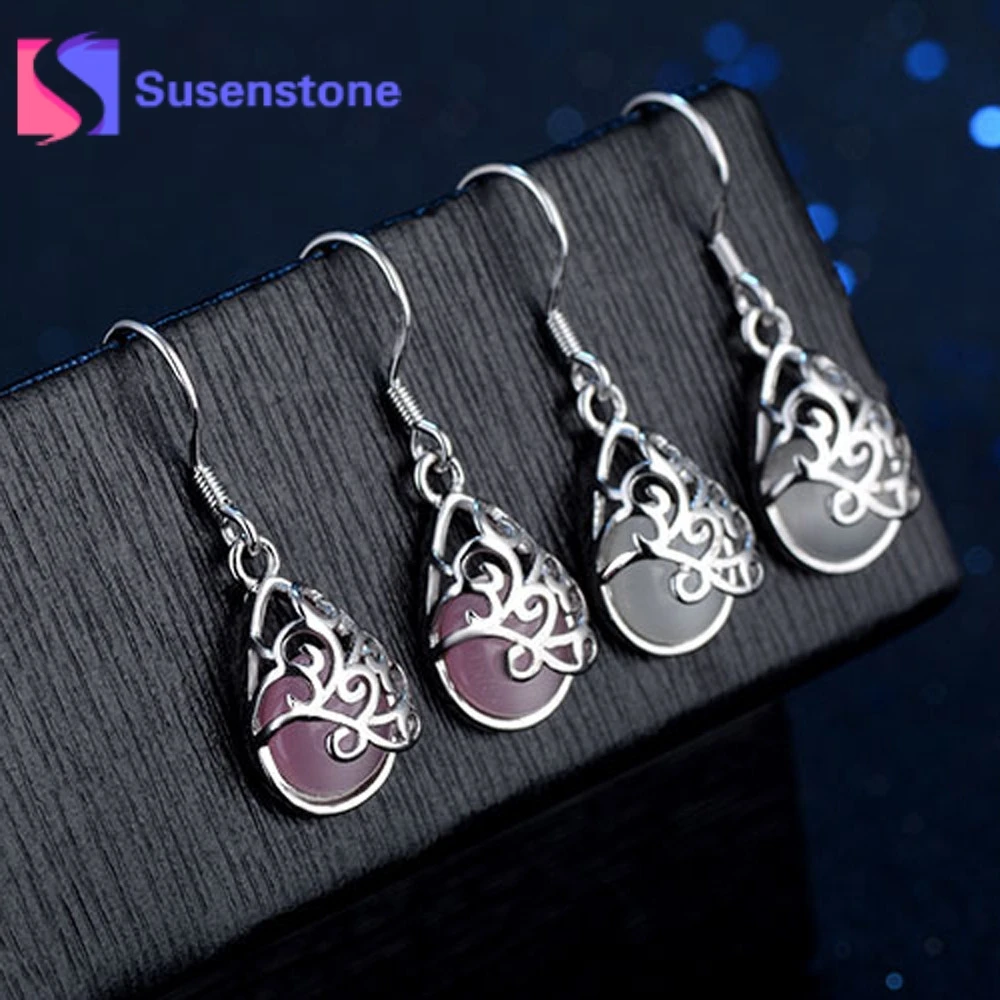 Женские серьги подвески с полудрагоценным камнем длинные висячие подарочные