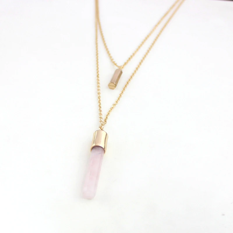 2017 Бесплатная доставка Моды Новый двойной натуральный камень ожерелье розовый