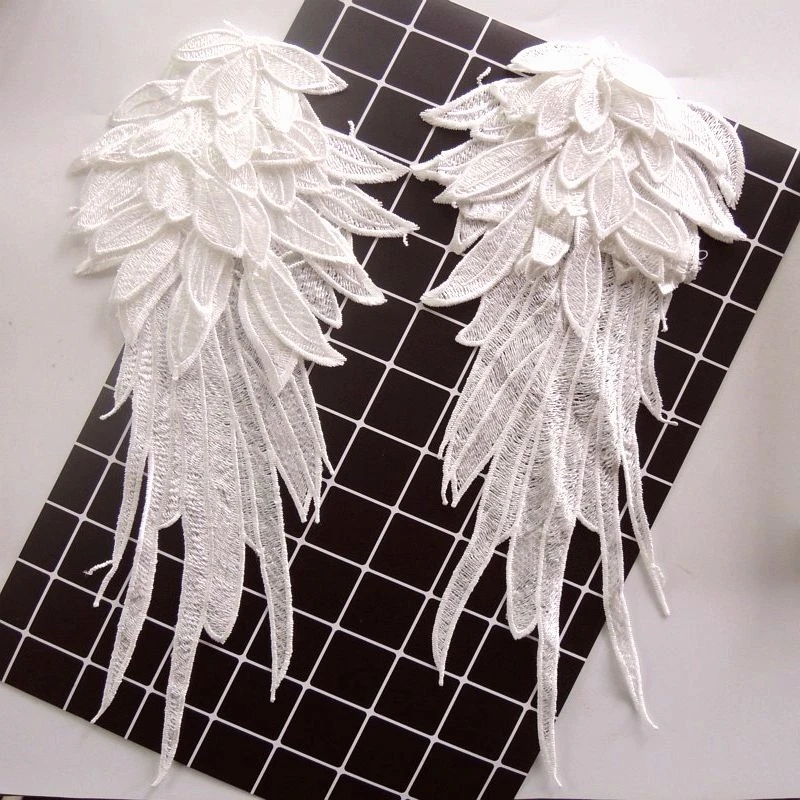 3D кружева углы крыла патчи черный белый DIY одежда мягкие Кружева Патчи для платья