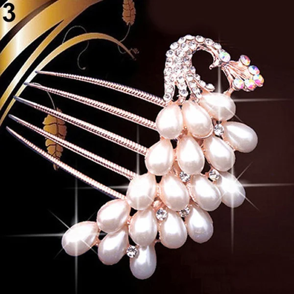 Newly Fashion Women Bridal Wedding Pearl Crystal Rhinestone Hair Comb Clip Hairpin Accessories Jewelry Gift dropship | Украшения и