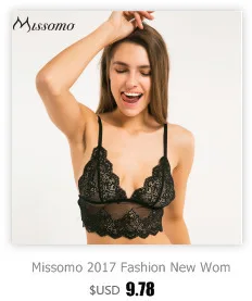 Missomo New Fashion Women Black Sexy Lace Jacquard Trim Bralette Adjustable Wide Straps Bras
