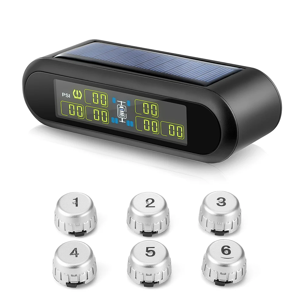TPMS T650 Солнечная энергия USB TPMS беспроводная система контроля давления в шинах с 6 внешними внутренними датчиками s датчик давления в шинах