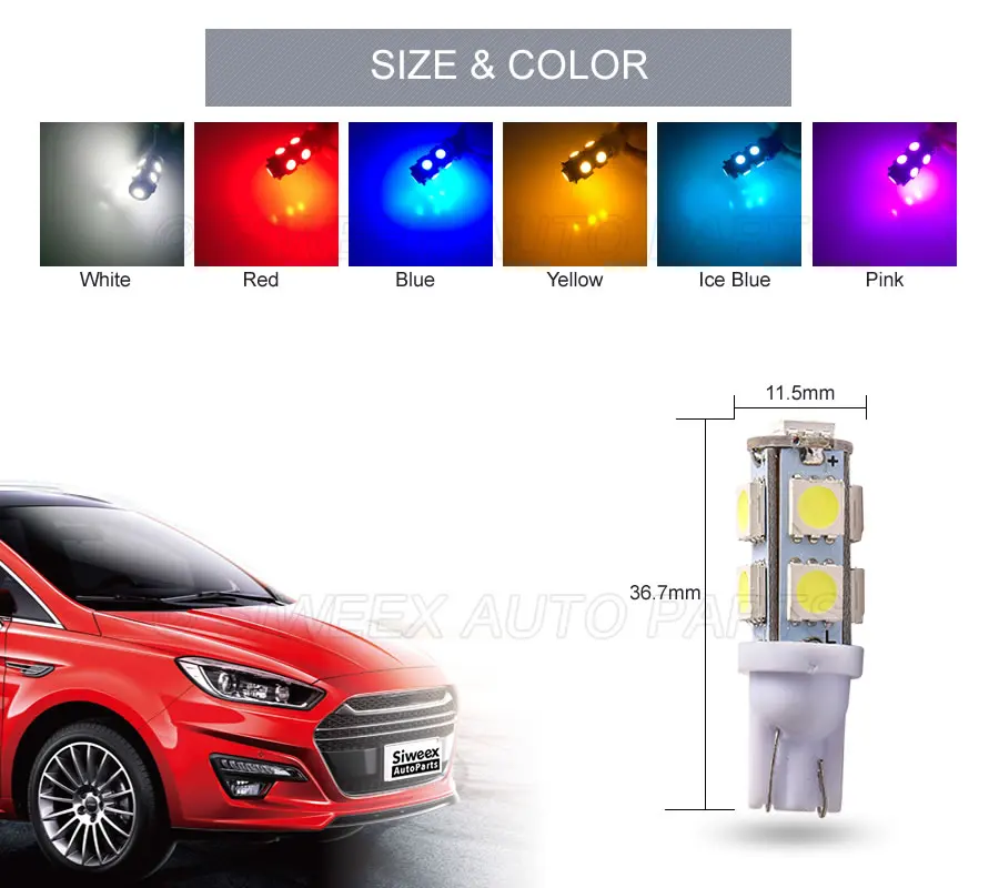 2 шт. автомобисветодиодный светодиодные лампы W5W T10 194 147 9 5050 SMD|Сигнальная лампа| |