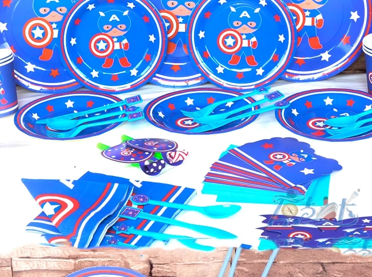 Мстители праздничные украшения для мальчиков товары дня рождения капитан посуда