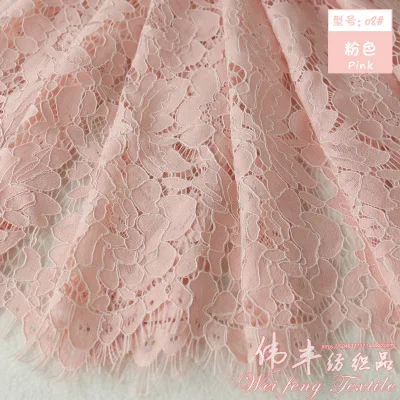 Pink Качественная автомобильная кружевная ткань с вырезами для ресниц, цельная ткань для платья, ручная работа, ширина 150 см, 1,5 мс/лот - Цвет: Pink