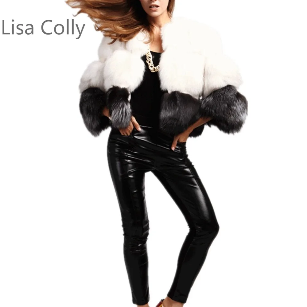 Lisa Colly пальто из искусственного меха женские новые модные жилеты лисьего куртки с