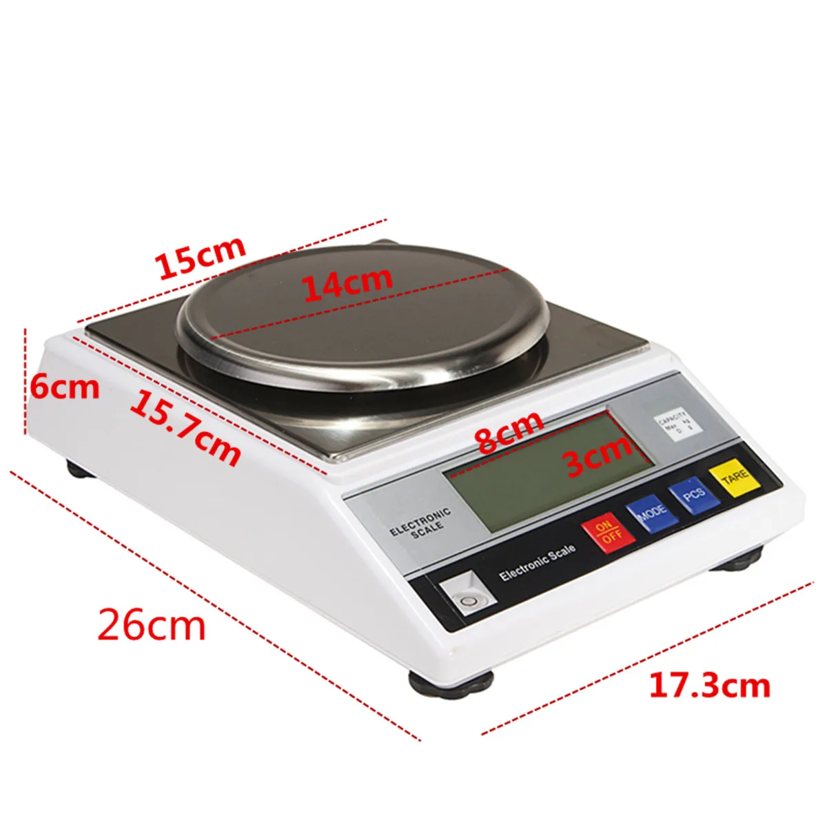 

2000g/0.01g Electronic Digital Scale Food Kitchen Weight Balance Gram Tray LCD Display Backlight LB Precision High Accuracy 2kg