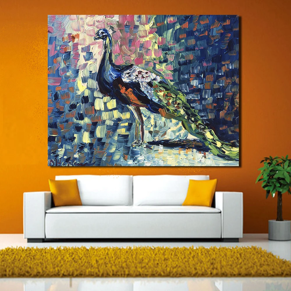 Картины JQHYART с милым павлином для гостиной настенные картины на холсте картина