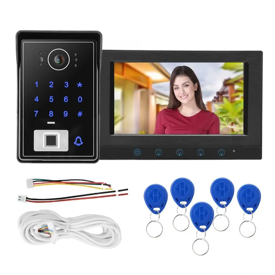 7-дюймовый проводной дверной звонок с Wi-Fi видеодомофон ИК-карта