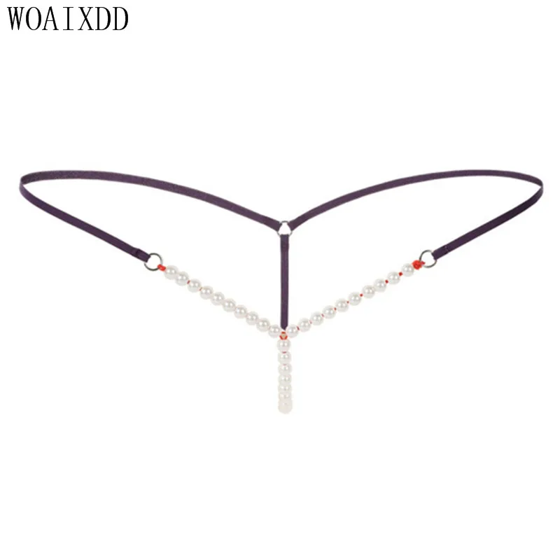 Большие размеры сексуальные стринги с жемчугом мини микро женское нижнее белье