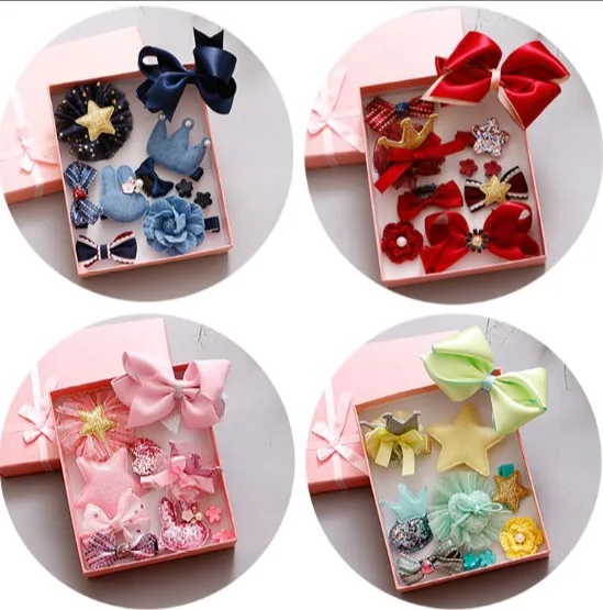 10 в одном Корея Babyshower Box ленты для волос Бобби Pin Babygirl Дети Свадьба День рождения