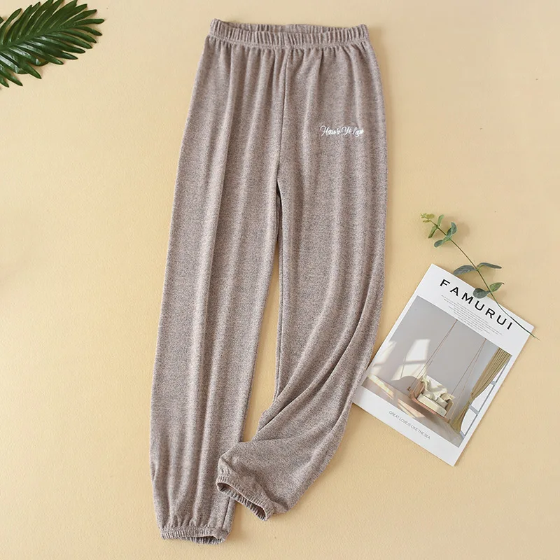 Pink pants Летние пижамы для женщин, белая футболка+ разноцветные свободные Стрейчевые штаны, одежда для сна, хлопковая Домашняя одежда, пижама, домашняя одежда - Цвет: Pink pants