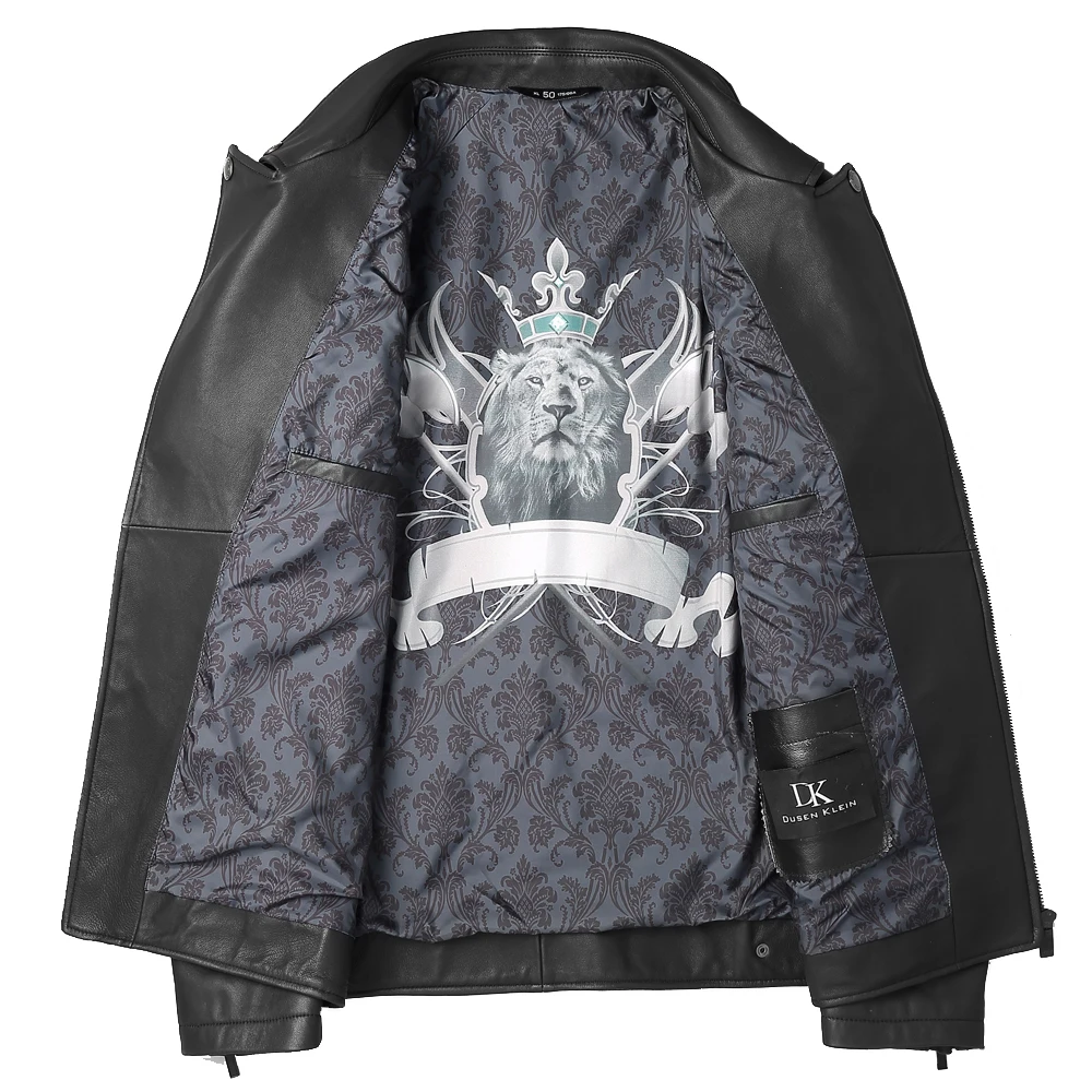 Модная мотоциклетная Мужская Натуральная овечья кожа куртка повседневная весна