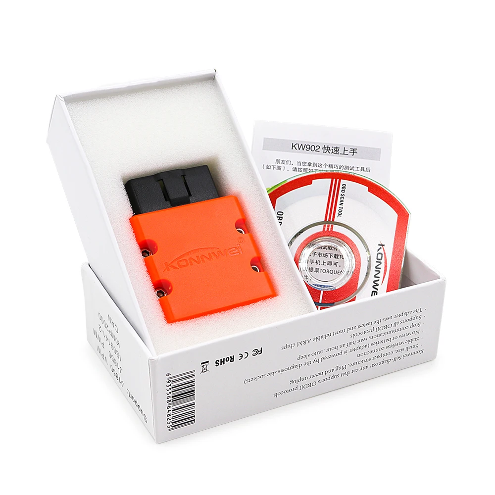 Автомобильный сканер OBD II фирменный KONNWEI KW902 BT bluetooth адаптер автомобильный
