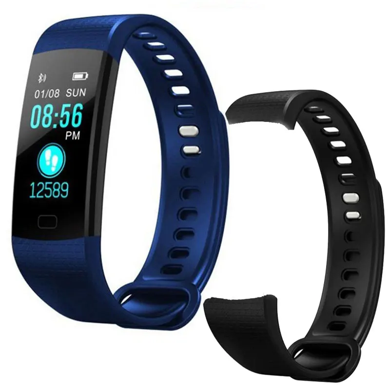 Dark Blue Add Strap Смарт-часы спортивные Фитнес сердечного ритма, измеритель артериального Давление браслет IP67 Водонепроницаемый браслет шагомер для IOS и Android - Цвет: Dark Blue Add Strap