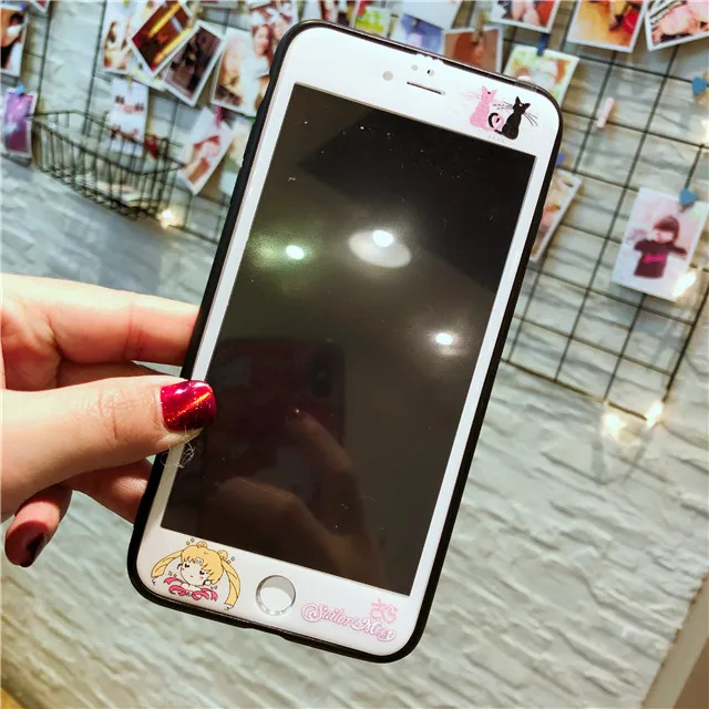 41 Renda 3D полное покрытие пленка Закаленное стекло для iphone 7 6s 6 8 Plus мультфильм милый Сейлор Мун красивая девушка протектор экрана - Цвет: 41