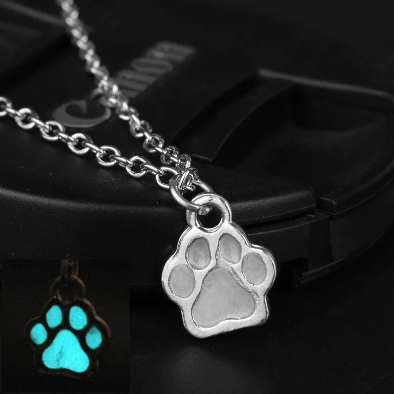 Креативные аксессуары светящееся ожерелье подвеска с принтом лап животных кошек