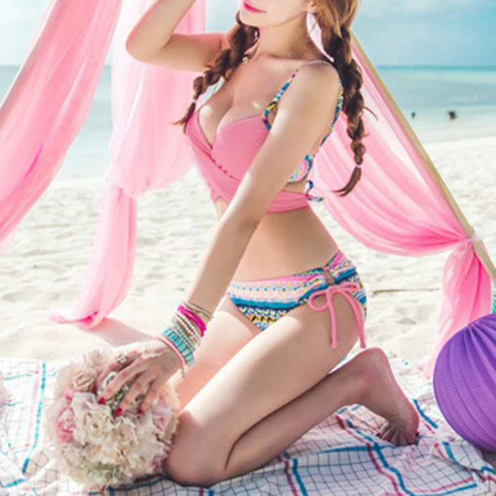 2019 сексуальные бикини женские купальники с пуш-ап перекрестная повязка комплект