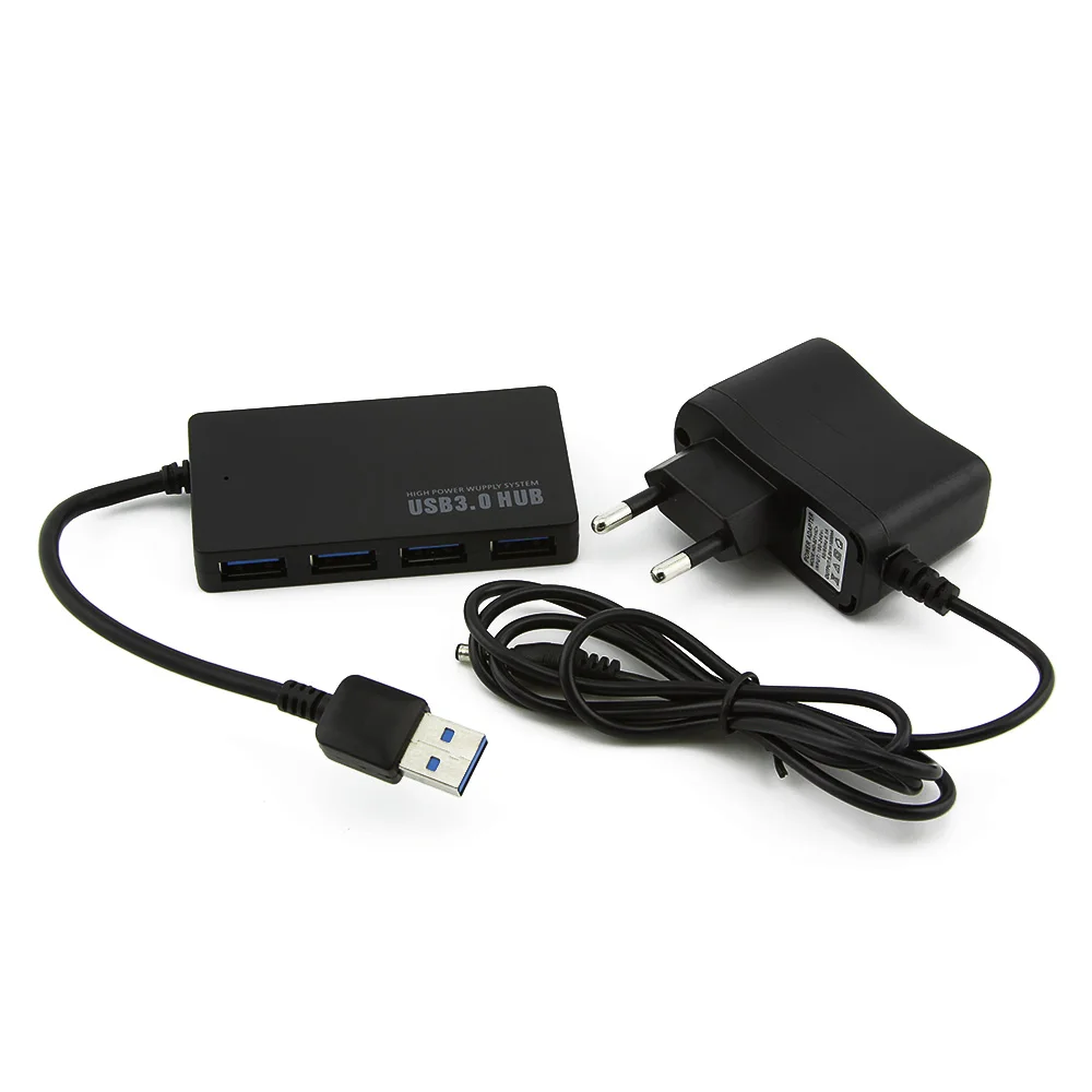 as picture show 4 порта USB 3,0 концентратор Портативный Ультратонкий USB разветвитель с AU/EU/US/UK внешний адаптер питания для Windows XP/Vista/7/8 MAC - Цвет: as picture show