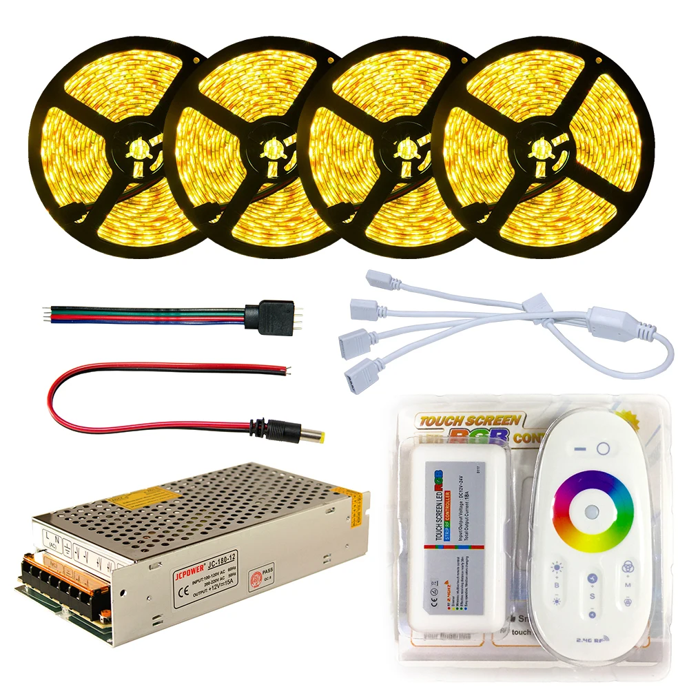 Набор светодиодных лент DC12V SMD 5050 RGB RGBW диодный Водонепроницаемый светодиодный Скотч+ пульт дистанционного управления+ блок питания гибкий светильник 20 м 5 м