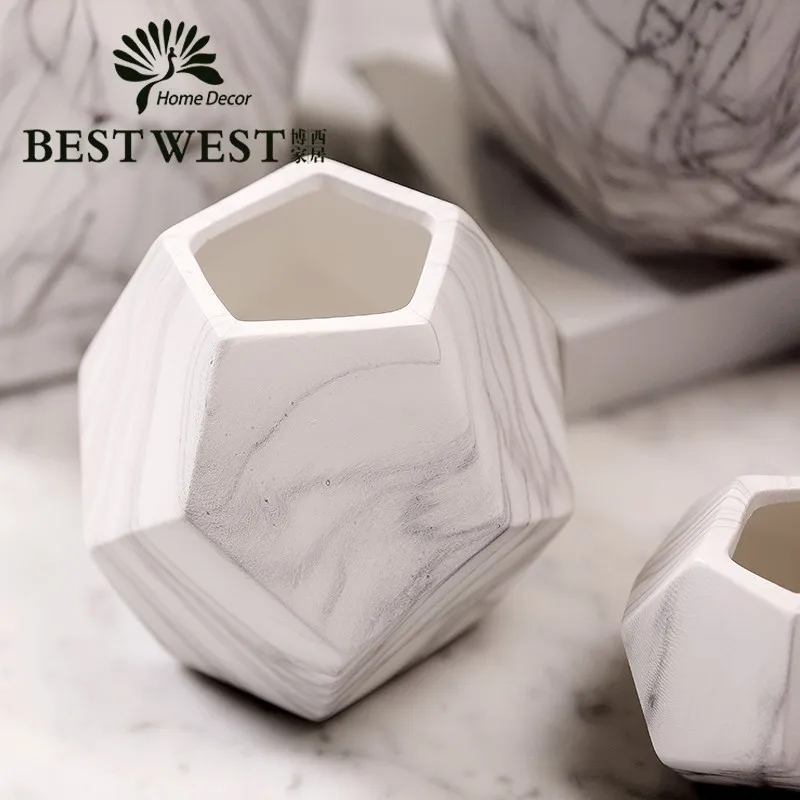 Современная простая керамическая ваза под мрамор букет сухих цветов Цветочная