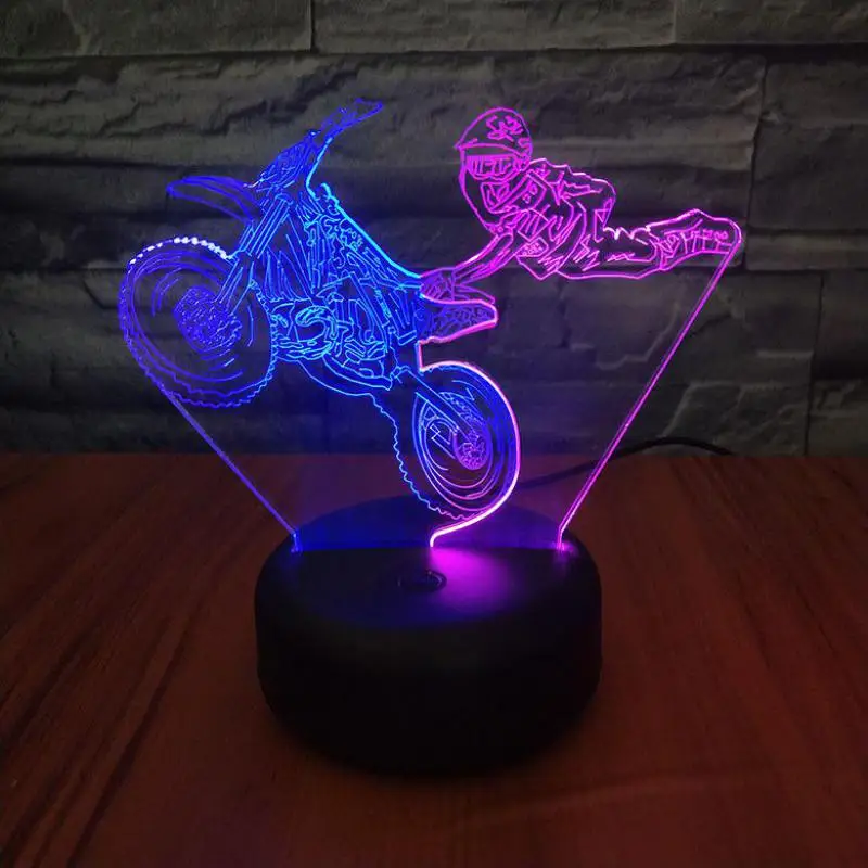 Светодиодный 3d ночник в виде летающего мотоцикла креативная цветная визуальная