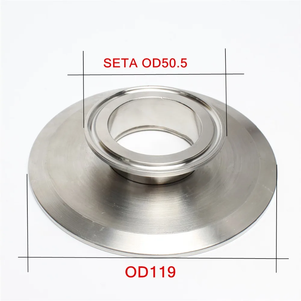 OD50.5 TO OD 119/ OD64 OD119 короткий трехзажимный редуктор с концевой крышкой SS304 Triclover