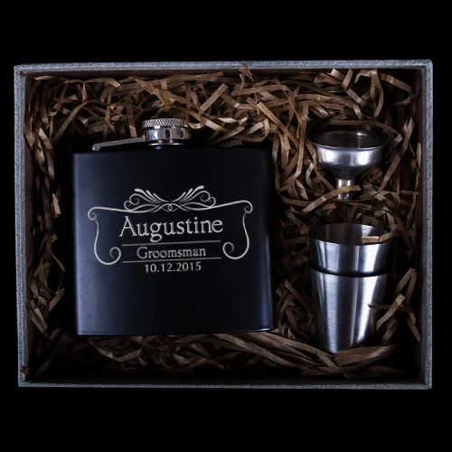 Mealivos персонализированные выгравированы 6 унций черные Нержавеющая сталь фляжка водка бутылка алкоголя на свадьбу, день рождения, подарок свидетелю коробка - Цвет: Зеленый