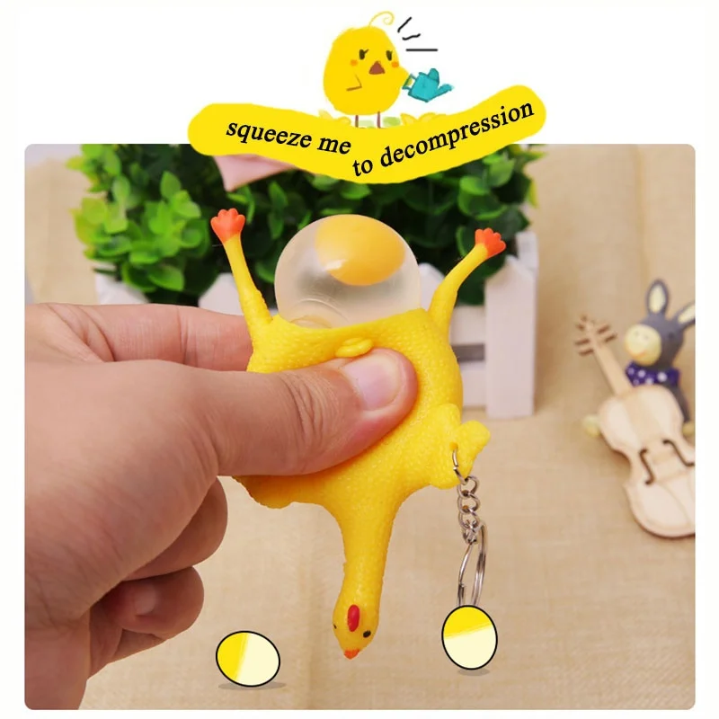 Laying Egg Chicken ZOEBER, новинка, Забавный брелок в виде животного, для детей, куриное яйцо, несушки, куры-несушки, заполненные мячом для снятия стресса, милый брелок для ключей, держатель, подарок - Цвет: Laying Egg Chicken