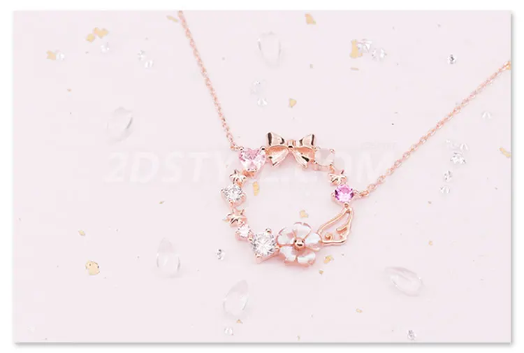 Card Captor Sakura Розовый венок Rosegold Цепочки и ожерелья с подвесками Косплэй Опора