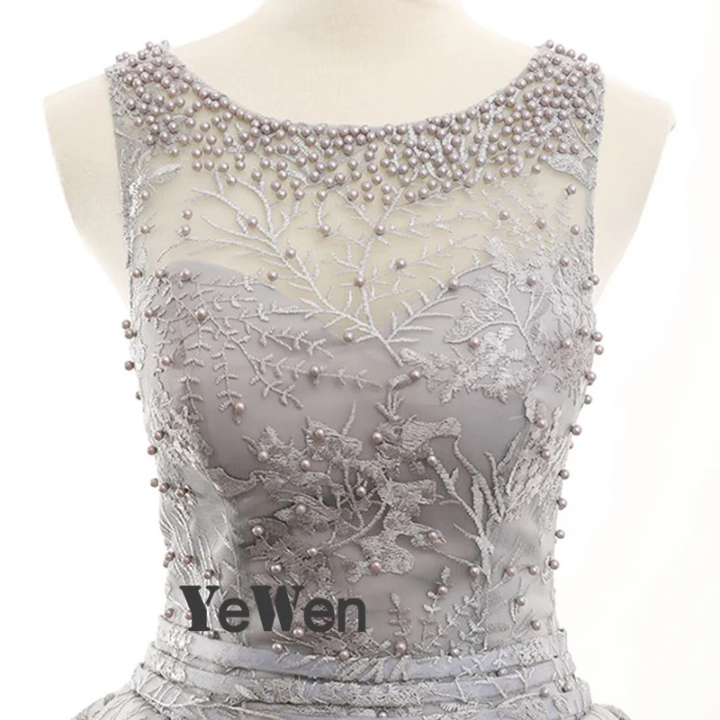 2018 бусины Выпускные платья короткое спереди и длинное сзади вечернее платье