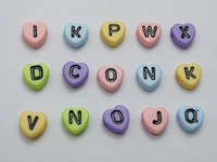 250 assorted colorful acrylic alphabet letter heart beads 7x7mm