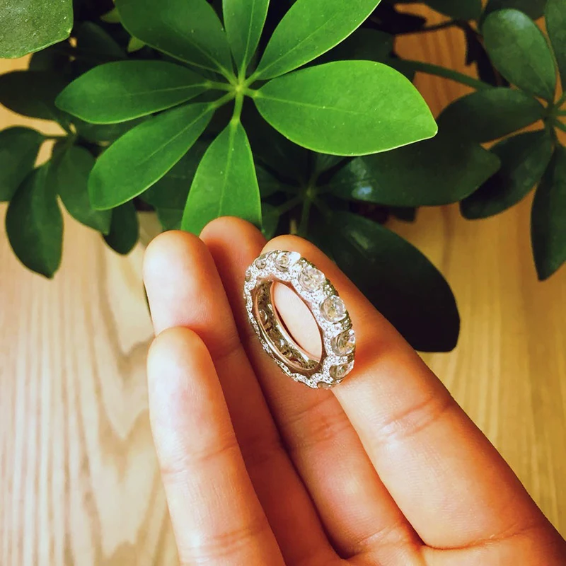 

LESF Luxury Women's Ring 4 Ct 5A Zircon 925 Silver Pave Ring Anniversary Ring Wedding Rings