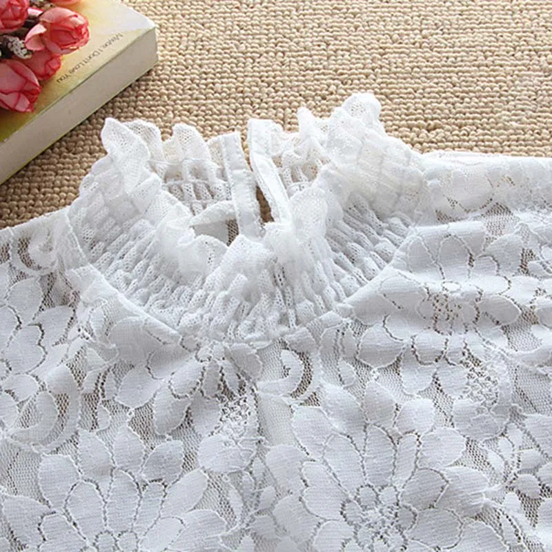 Women's Sexy Silk Shirt Fake Collar Multi-layer Lace Pleated Hollow Chrysanthemum Detachable Tie 2019 Hot |