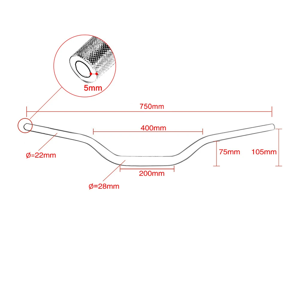 Универсальный руль для мотоцикла с ЧПУ из алюминиевого сплава 28 мм 75 см KTM