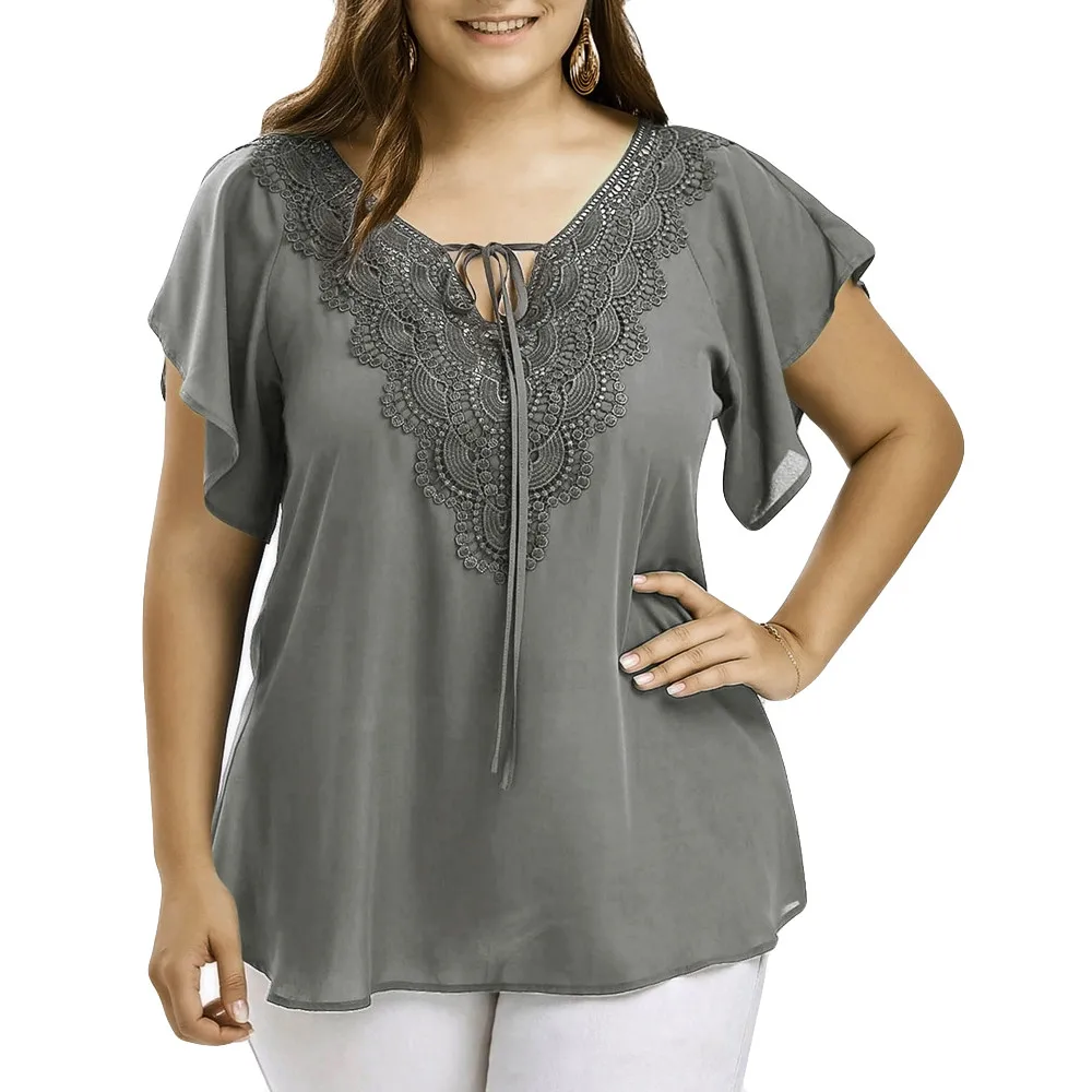 Бесплатная страуса летние топы 5XL женские блузы mujer спереди на шнуровке рубашка v