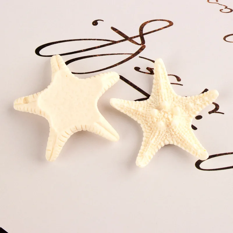 New Arrival 50pcs/Lot 38mm White Resin Cabochons Cute Sea Star Shape DIY jewelry Material Ornament Accessories Photo Frame Decor | Украшения