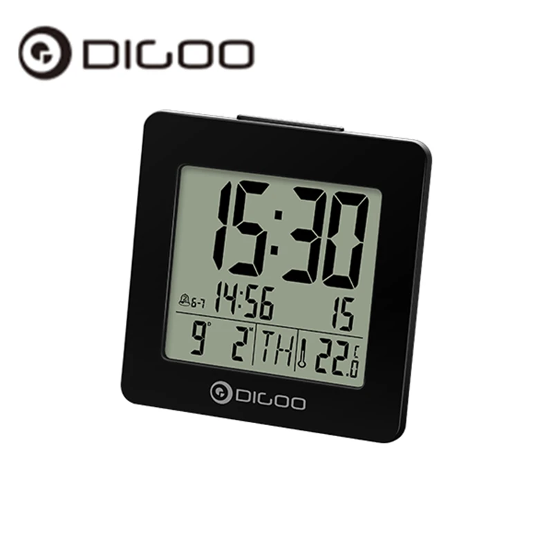 Digoo DG-C2 C2 домашний комфорт с цифровой подсветкой ЖК-термометр Настольный Будильник черный цифровой Подсветка Настольный будильник