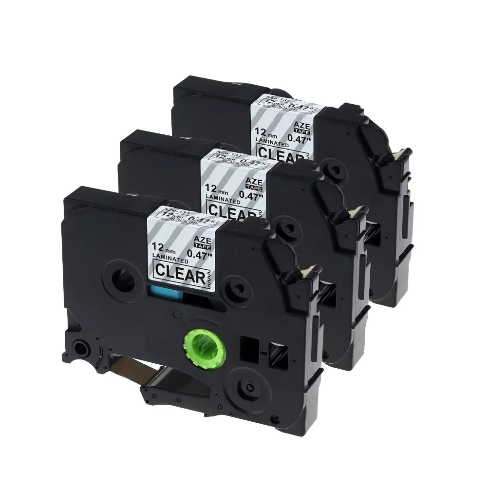 3 упаковки ленты для этикеток совместимые с Brother P-Touch Φ TZ131 TZe131 черный на