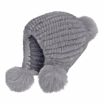 Light Gray IANLAN модные зимние однотонные вязаные шапки-бомберы из натурального меха, женские шапки из меха норки, меховые наушники из лисьего меха, женские шапки с ушками IL00038 - Цвет: Light Gray