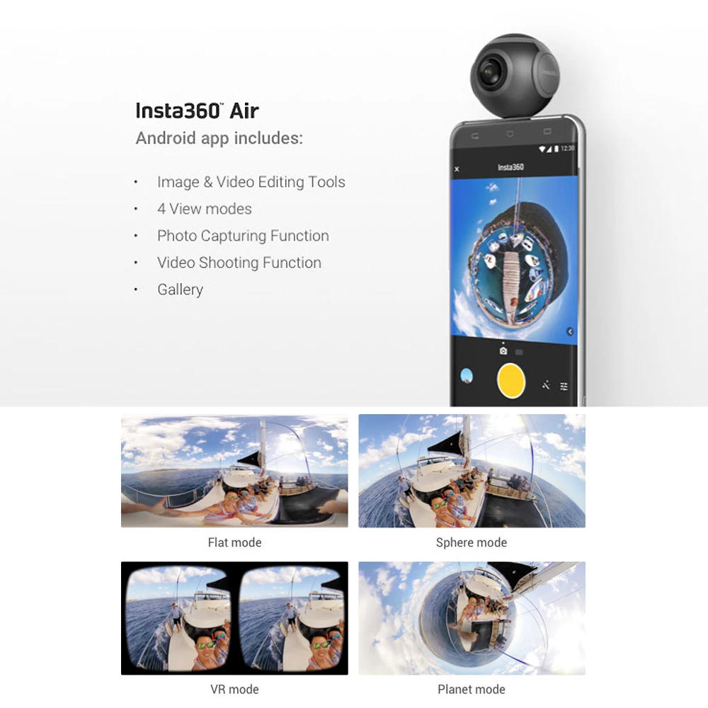 Insta360 Nano/Air Mini 3K HD 360 камера панорамная видеокамера двойная 210D широкоугольный объектив рыбий глаз для смартфона