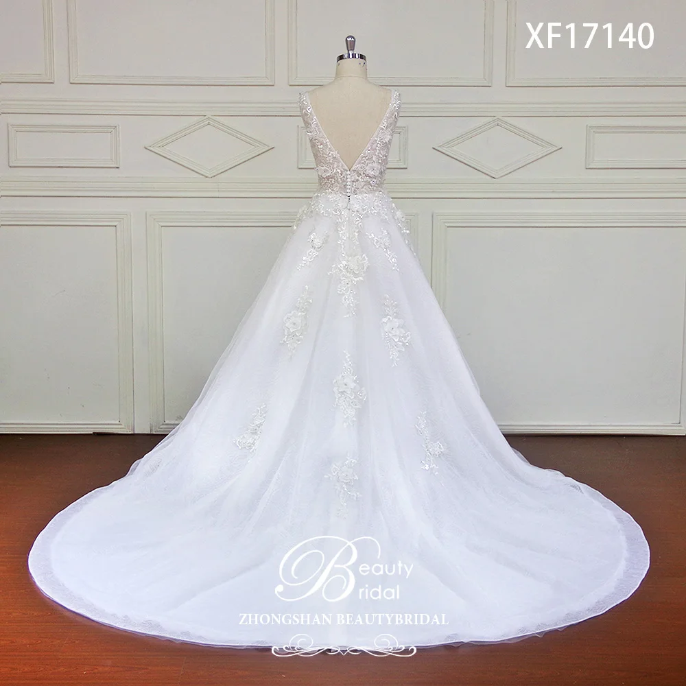 High-end Wedding Dress 2019 With Lace Flower Crystal Vestido De Novia Vintage Wedding Dresses Real Image Bridal Gown XF17140