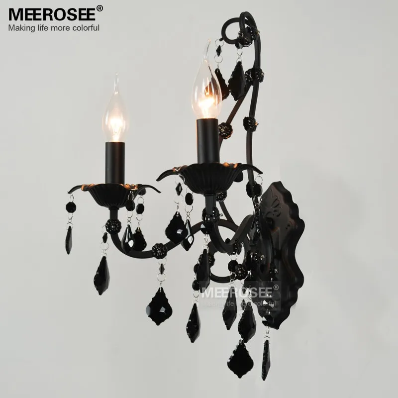 Винтажная настенная лампа с черным кристаллом классическое настенное бра