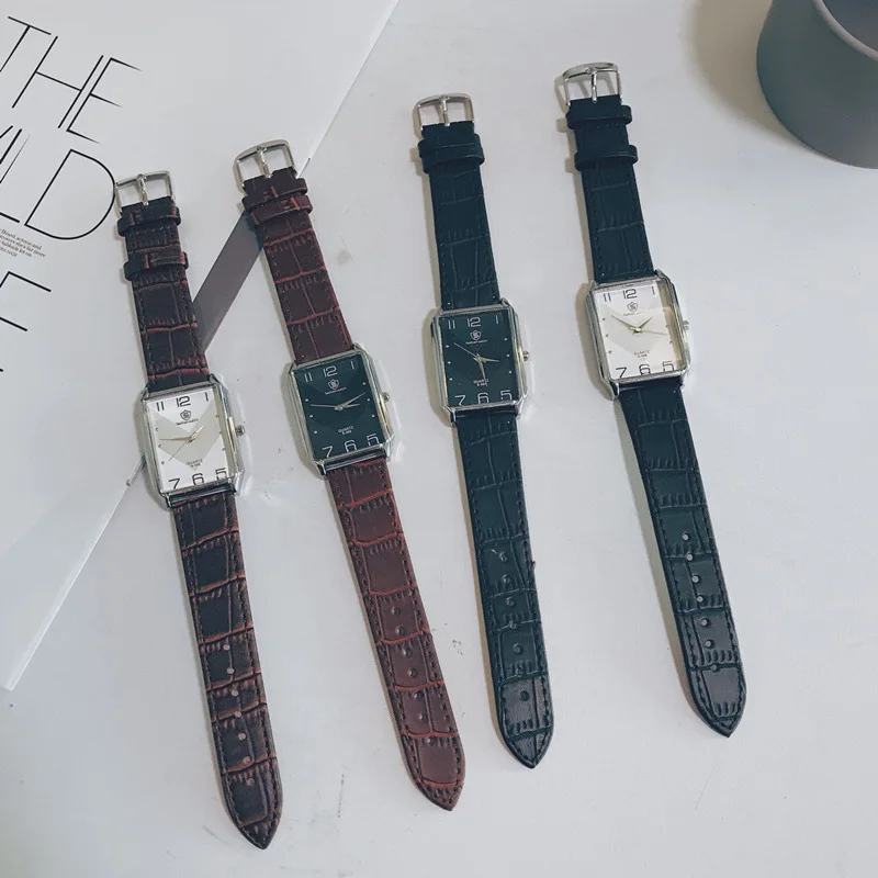 Мужские классические часы в римском стиле кварцевые наручные с прямоугольным