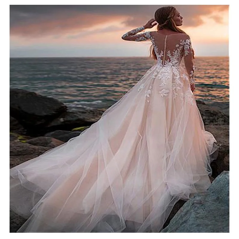 LORIE Sexy 2019 Robe de soiree Lace A Line Wedding Dress One Neck Long Bridal With Train High Quality Gowns New | Свадьбы и