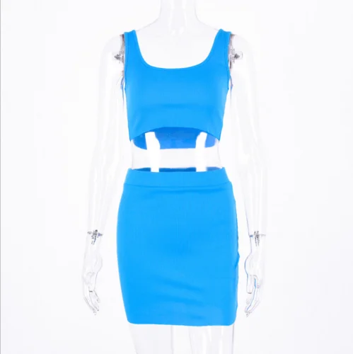 Женский укороченный топ + юбка комплект из 2 предметов летний женский облегающий