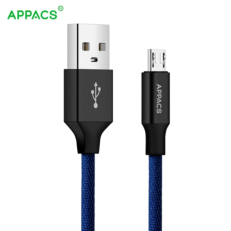 APPACS нейлоновый Плетеный Micro USB 2 0 кабель для синхронизации данных 5V2.1A Быстрая