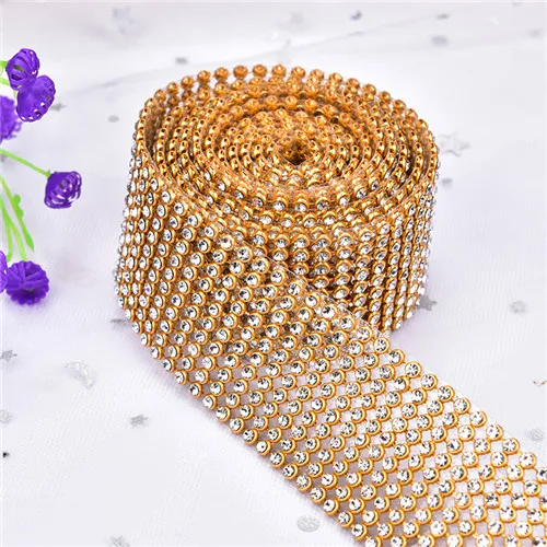 gold with crystal Стразы с кристаллами, 10 рядов/шт, ширина 3 см, нарядное свадебное платье, отделка пояса, исправленное железо на декоративном кольце - Цвет: gold with crystal